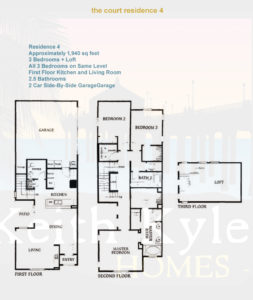 The Court Residence 4 floorplan- 3 Bed +loft 2.5 Bath 3 Level Townhome in 360