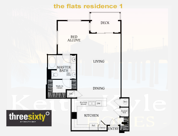 Residence 1 floorplan Flats condos in Three Sixty South Bay