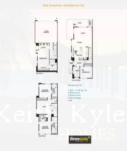 The Townes Residence 3x floorplan - 4 Bedroom 4 Bath Townhome in 360 South
