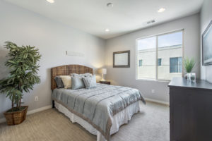 Luxury bedrooms in Three Sixty South Bay townhomes