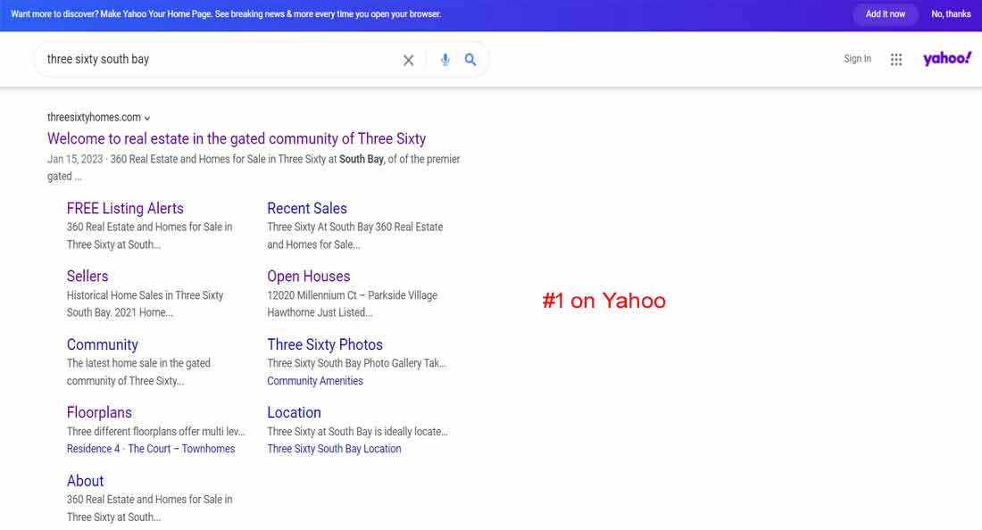 The number 1 search result on Yahoo