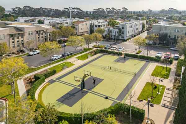 Three Sixty South Bay sports court drone shot